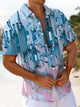 Alohadaddy® Men's Casual High-Rise Stripe Print with Chest Pocket and Stretch Short Sleeve Shirt
