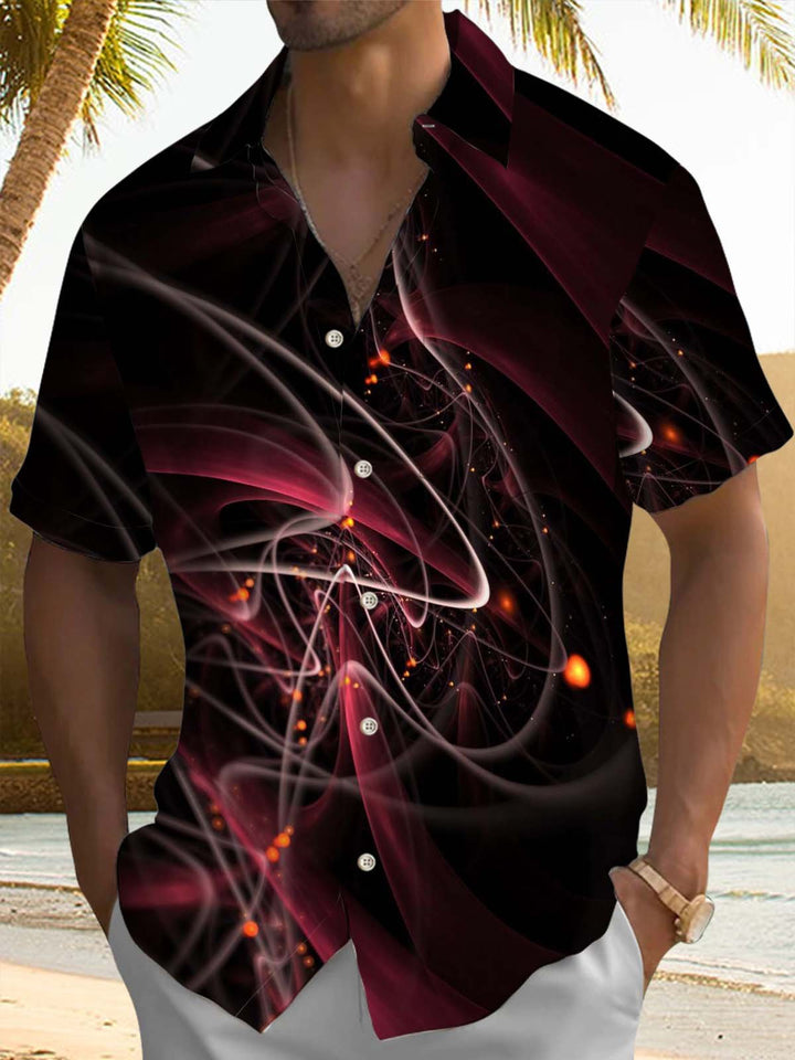 Alohadaddy® Retro Abstract Art Print Chest Pocket Stretch Men&