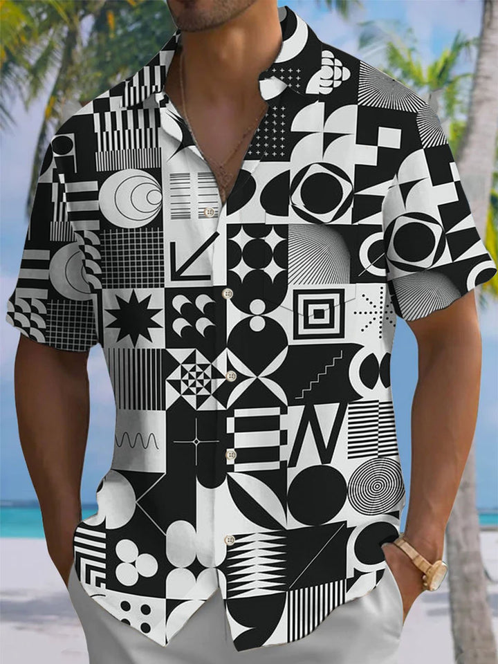 Alohadaddy® Casual Geometric Art Print Pocket Stretch Men&