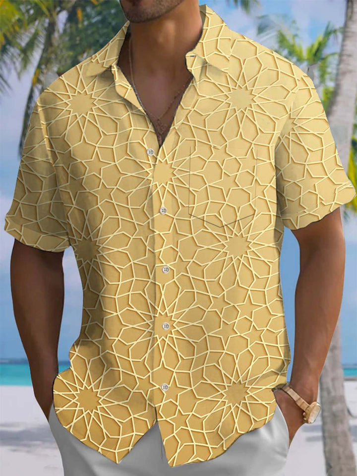 Alohadaddy® Casual Geometric Art Print Pocket Stretch Men&