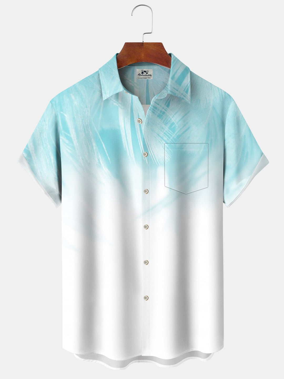 Alohadaddy® Hawaiian Gradient Leaf Pocket Button Stretch Men&