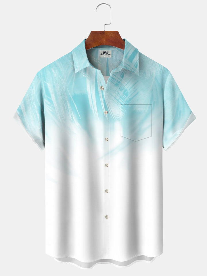 Alohadaddy® Hawaiian Gradient Leaf Pocket Button Stretch Men&