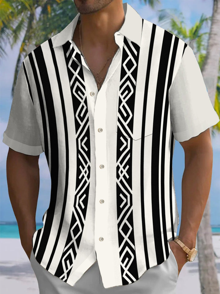 Alohadaddy® Casual Stripe Printed Pocket Stretch Men&