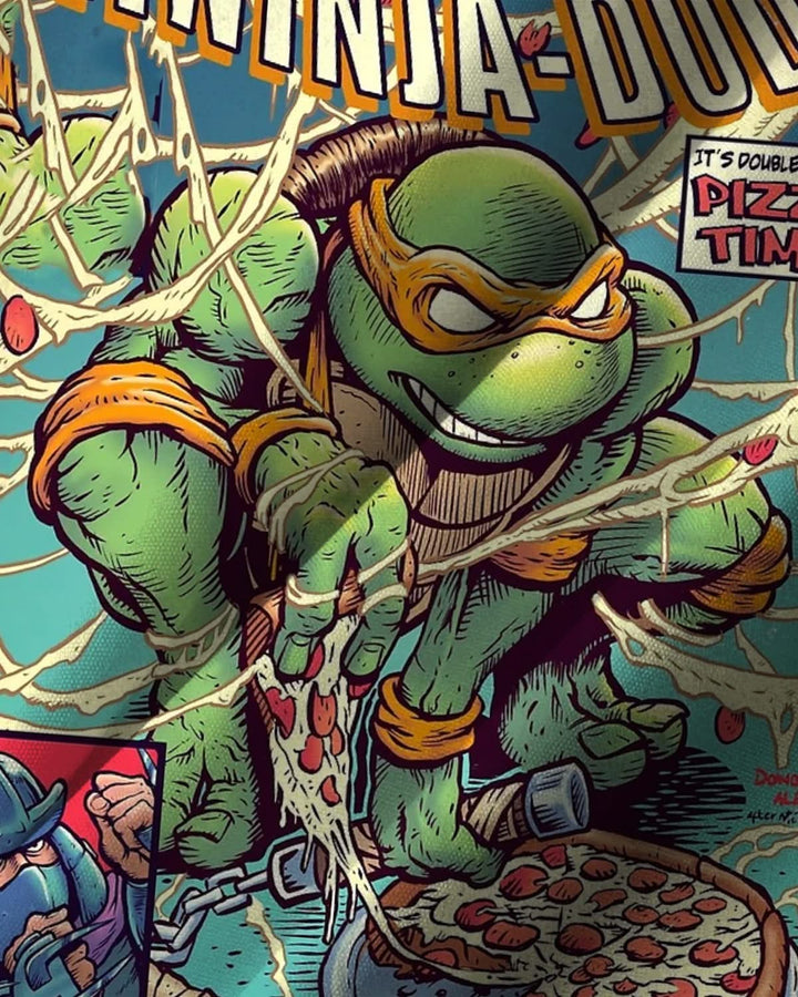 Alohadaddy® Vintage Teenage Mutant Ninja Turtles Print Art Pocket Button Men&