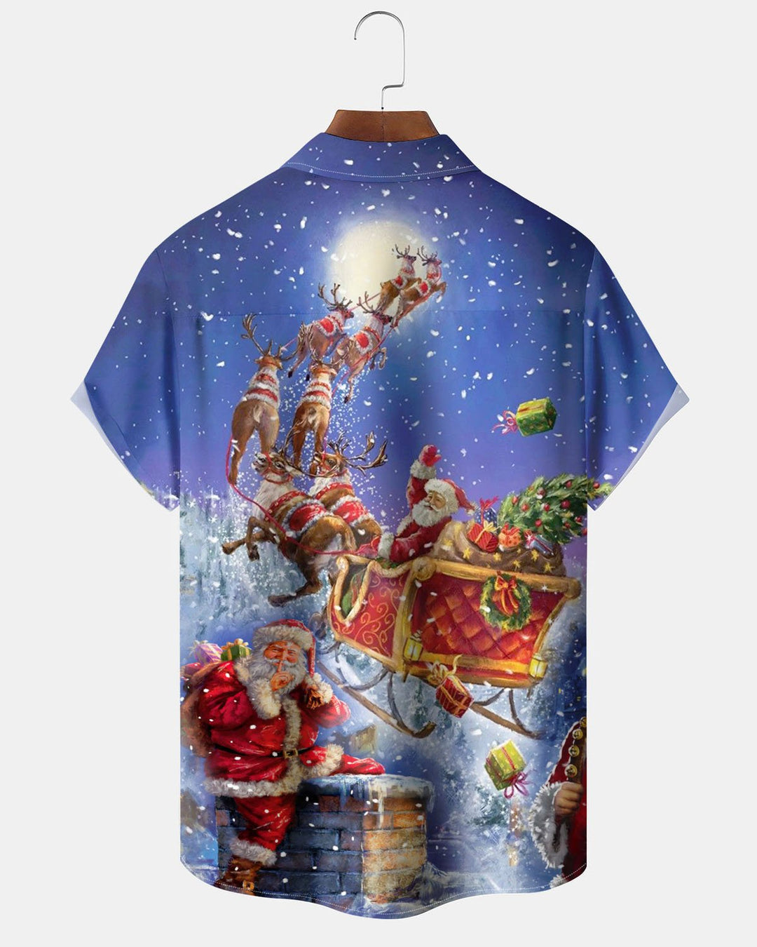 Alohadaddy® Christmas Santa Claus Gift Art Print Stretch Button Pocket Men&