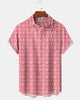 Alohadaddy® Casual Geometric Print Art Pocket Button Stretch Men's Short Sleeve Shirt Big & Tall