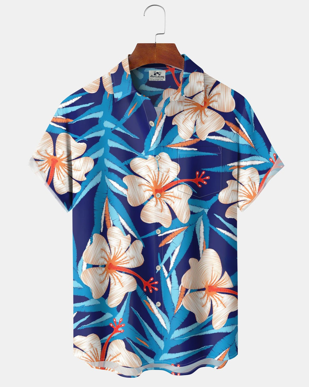 Alohadaddy® Hawaiian Floral Print Art Button-Down Short-Sleeve Shirt with Pockets for Men Big &amp; Tall