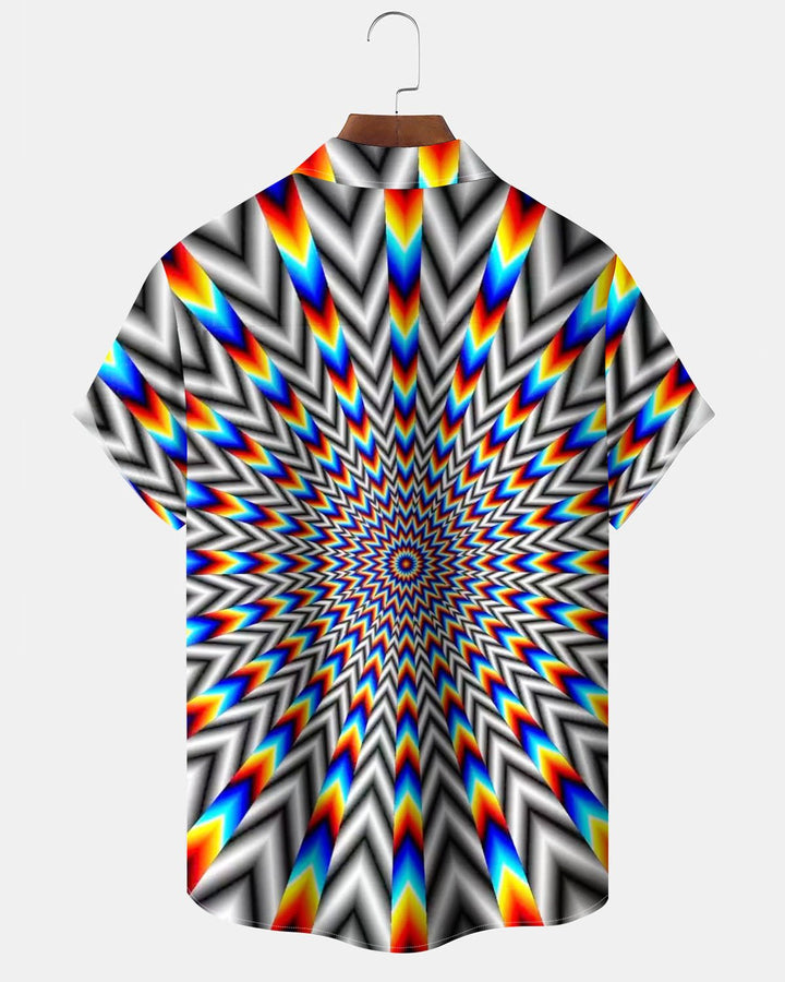 Alohadaddy® Casual Geometric Abstract Print Art Button Pocket Men&