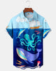 Alohadaddy® Casual Octopus Dolphin Ocean Print Art Cardigan Men's Short Sleeve Shirt Big & Tall