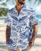 Alohadaddy® Casual American 250th Anniversary Print Art Button Pocket Cardigan Men's Short Sleeve Shirt
