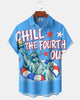 Alohadaddy® Holiday Independence Day Print Art Button Pocket Cardigan Men's Short Sleeve Shirt