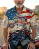Alohadaddy® Holiday Independence Day Print Art Button Cardigan with Pockets Men's Short Sleeve Shirt