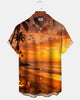 Alohadaddy® Men's Short-Sleeve Button-Down Shirt   Hawaiian Ocean-Themed Art Print with Pocket