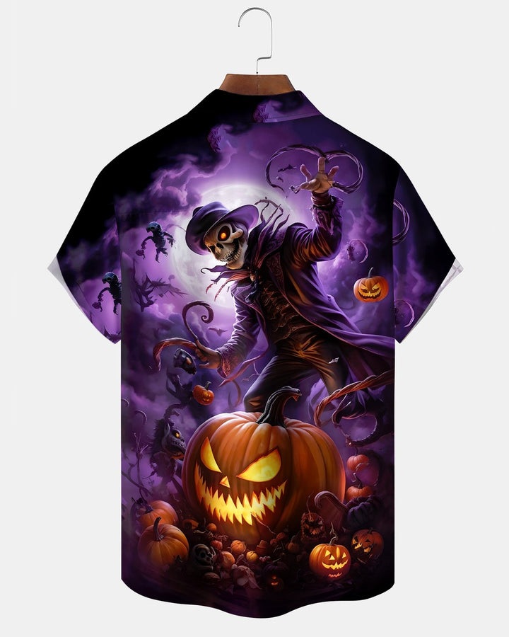 Alohadaddy® Holiday Halloween Graphic Print Button-Down Pocket Cardigan-Style Men&