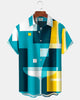 Alohadaddy® Men's Short-Sleeve Button-Down Shirt Casual Abstract Art Print with Pocket