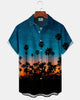 Alohadaddy® Men's Short-Sleeve Button-Down Shirt with Palm Tree Print and Chest Pocket