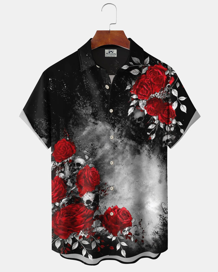 Alohadaddy® Holiday/Halloween Print Button-Down Short-Sleeve Shirt with Pocket