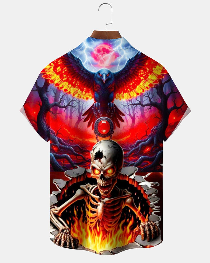 Alohadaddy® Holiday Halloween Graphic Print Button-Down Pocket Cardigan-Style Men&