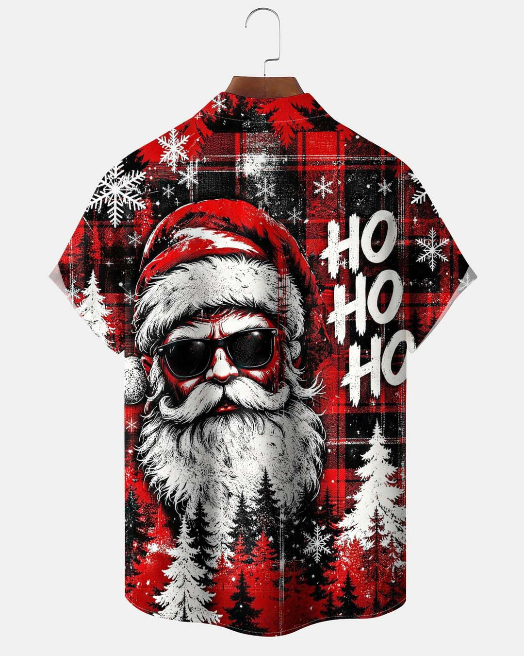 Alohadaddy® Holiday Santa Print Button-Down Short-Sleeve Shirt with Pocket