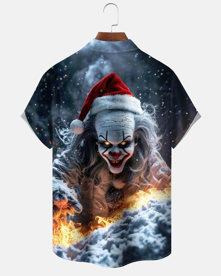 Alohadaddy® Men’s Short-Sleeve Button-Down Shirt  Holiday/Christmas Graphic Print with Pocket