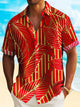 Alohadaddy Vacation Art Floral Men's Hawaiian Shirt Stretch Quick Dry Pocket Shirt Big Tall
