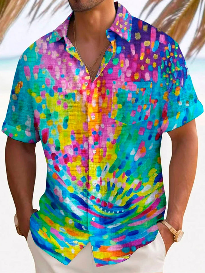 Camisa de manga corta con bolsillo abotonado para hombre con estampado 3D de arte retro de Alohadaddy