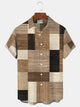 Alohadaddy Retro Geometric Texture Carpet 3D Print Men's Button Pocket Short Sleeve Shirt Big & Tall
