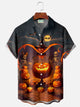 Camisa de manga corta con bolsillo y botones para hombre, con estampado digital 3D de calabaza de Halloween, para fiestas de Alohadaddy, tallas grandes y altas