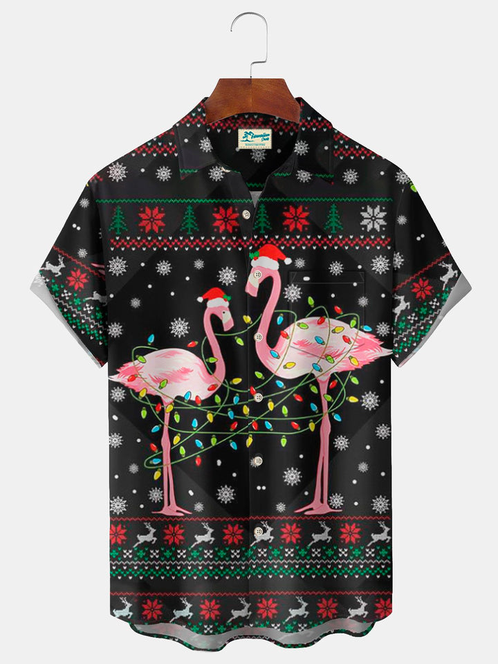 Alohadaddy Christmas Flamingo Lanterns 3D Digital Print Men&