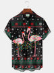 Camisa de manga corta con bolsillo y botones para hombre con estampado digital 3D de flamencos navideños de Alohadaddy, talla grande y alta