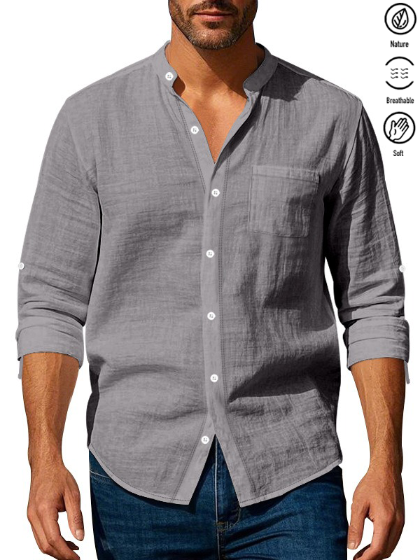 Alohadaddy® Basic Solid Color Cotton Linen Print Men&