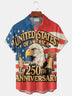 Alohadaddy® Flag 250th Anniversary Print Men's Button-Down Short-Sleeve Shirt Big & Tall