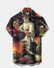 Alohadaddy® Men's Short-Sleeve Button-Down Shirt with Pocket Halloween Print