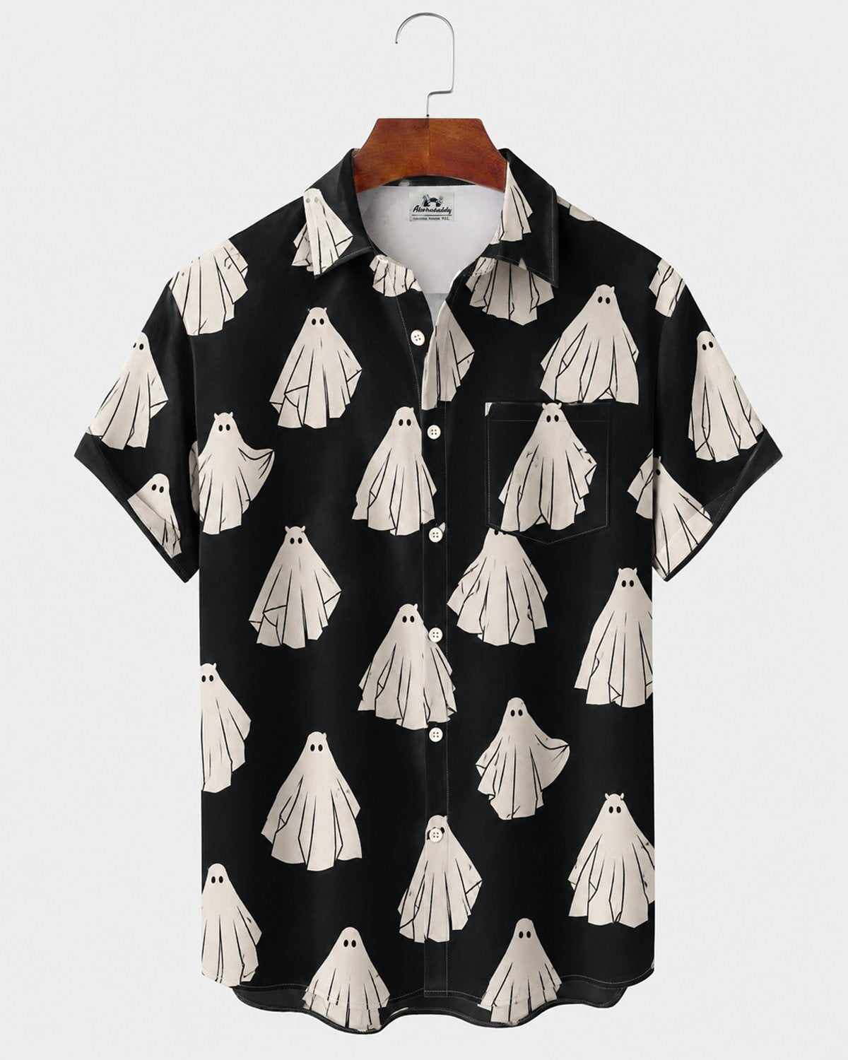 Alohadaddy® Men's Short-Sleeve Button-Down Shirt with Pocket Halloween Print