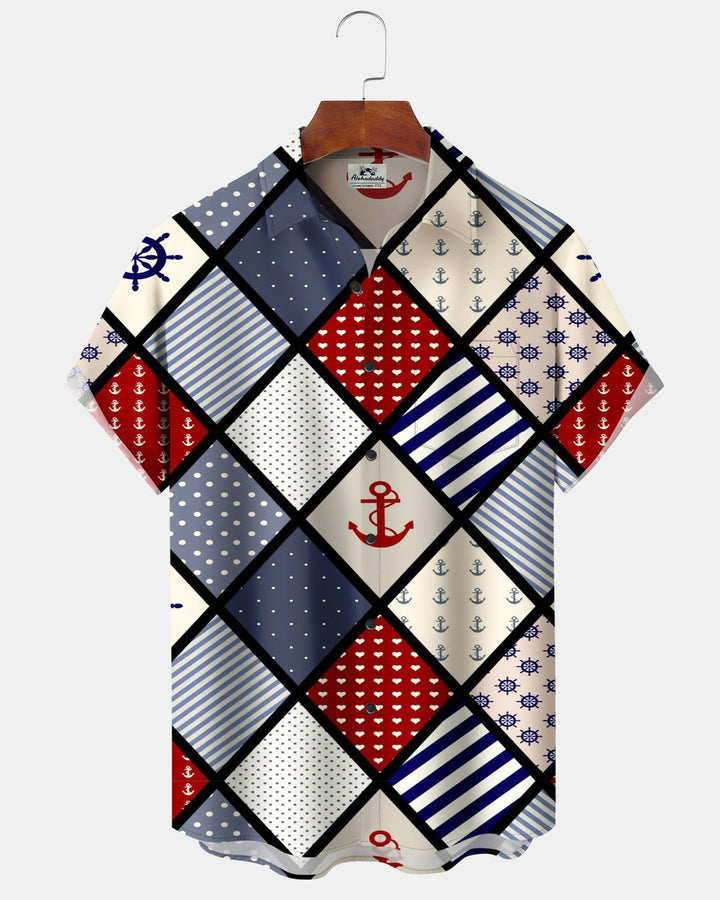 Alohadaddy® Retro Sailing Striped Polka Dot Print Men&