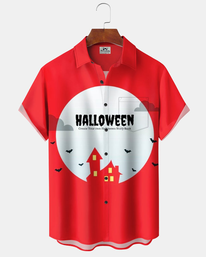 Alohadaddy® Halloween Castle Moon Bat Print Men&