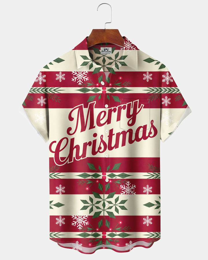 Alohadaddy® Holiday Christmas Letter Patchwork Floral Snowflake Print Men&