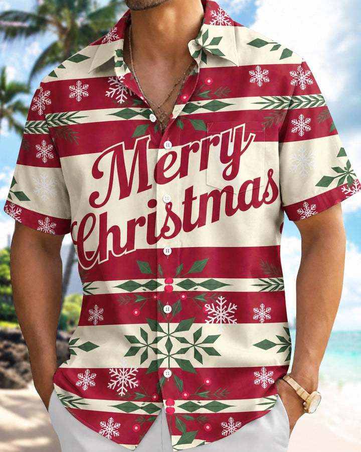 Alohadaddy® Holiday Christmas Letter Patchwork Floral Snowflake Print Men&