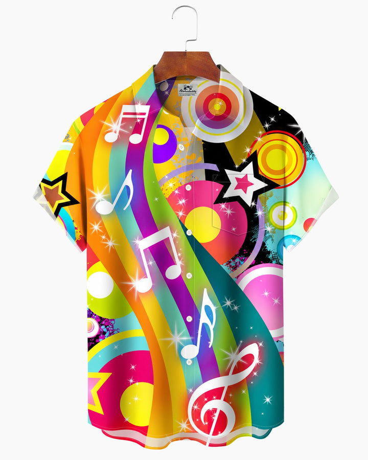 Alohadaddy® Casual Abstract Neon Music Note Print Men&