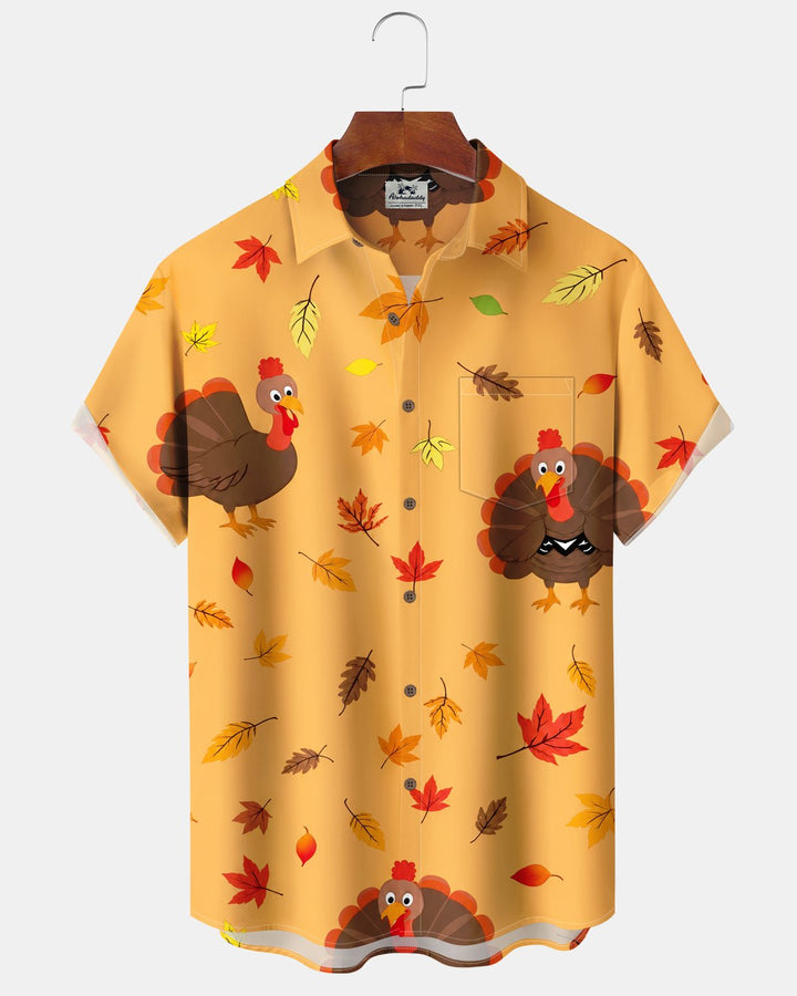 Alohadaddy® Thanksgiving Turkey and Maple Leaf Print Men&