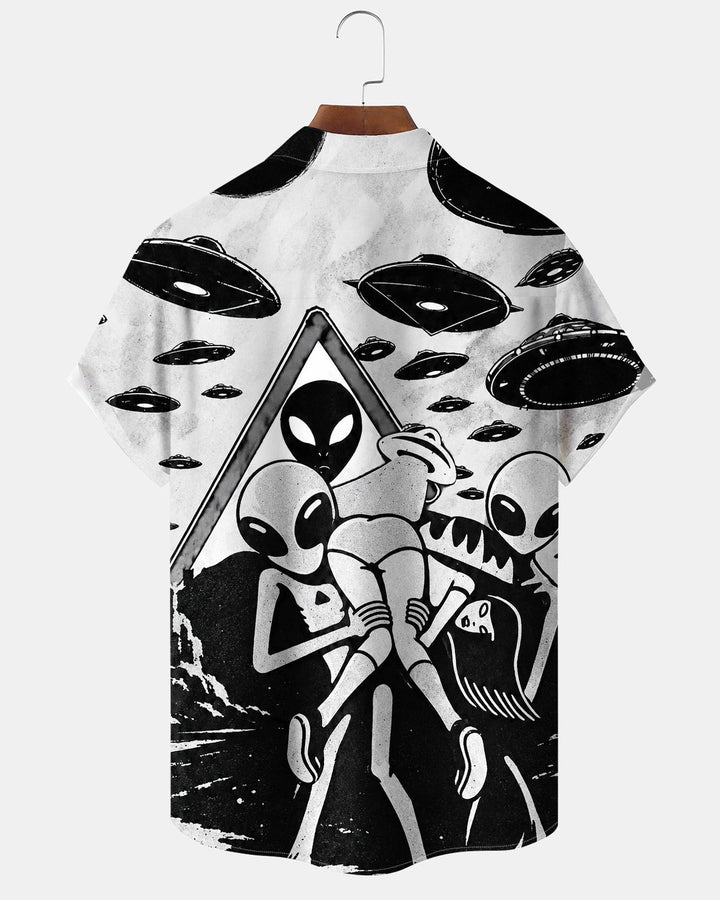 Alohadaddy® Casual Abstract Alien UFO Print Men&