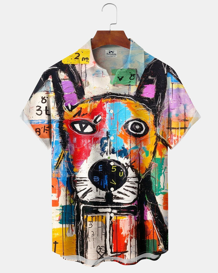 Alohadaddy® Casual Abstract Graffiti Art Dog Print Men&