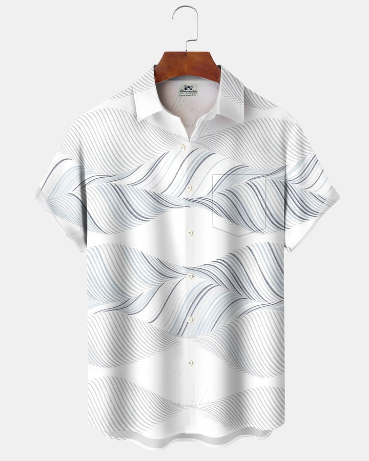 Alohadaddy® Casual Minimalist Striped Wave Print Men&