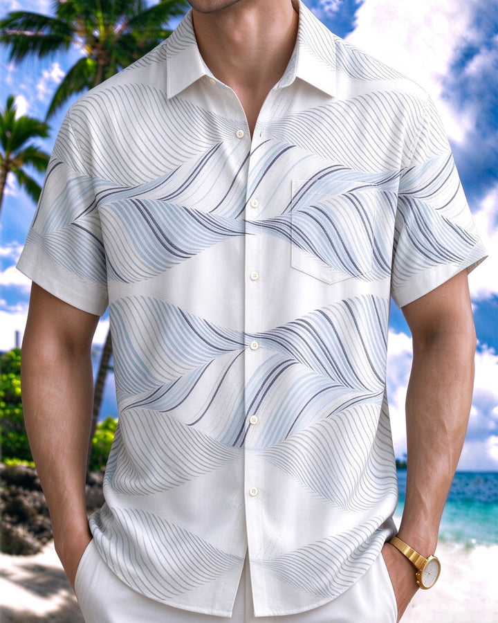 Alohadaddy® Casual Minimalist Striped Wave Print Men&