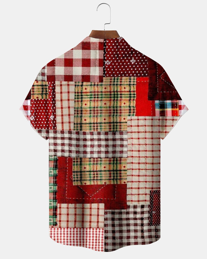 Alohadaddy® Casual Basic Patchwork Plaid Print Men&
