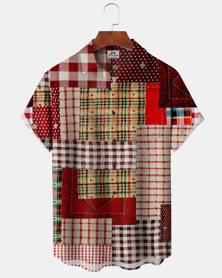 Alohadaddy® Casual Basic Patchwork Plaid Print Men&