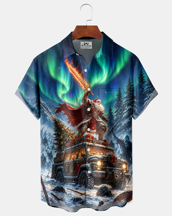 Alohadaddy® Holiday Christmas Santa Claus Warrior Aurora Car Print Men&