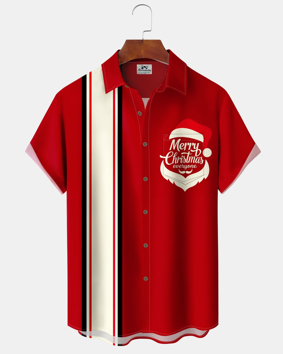 Alohadaddy® Casual Holiday Christmas Santa Claus Striped Bowling Print Men&