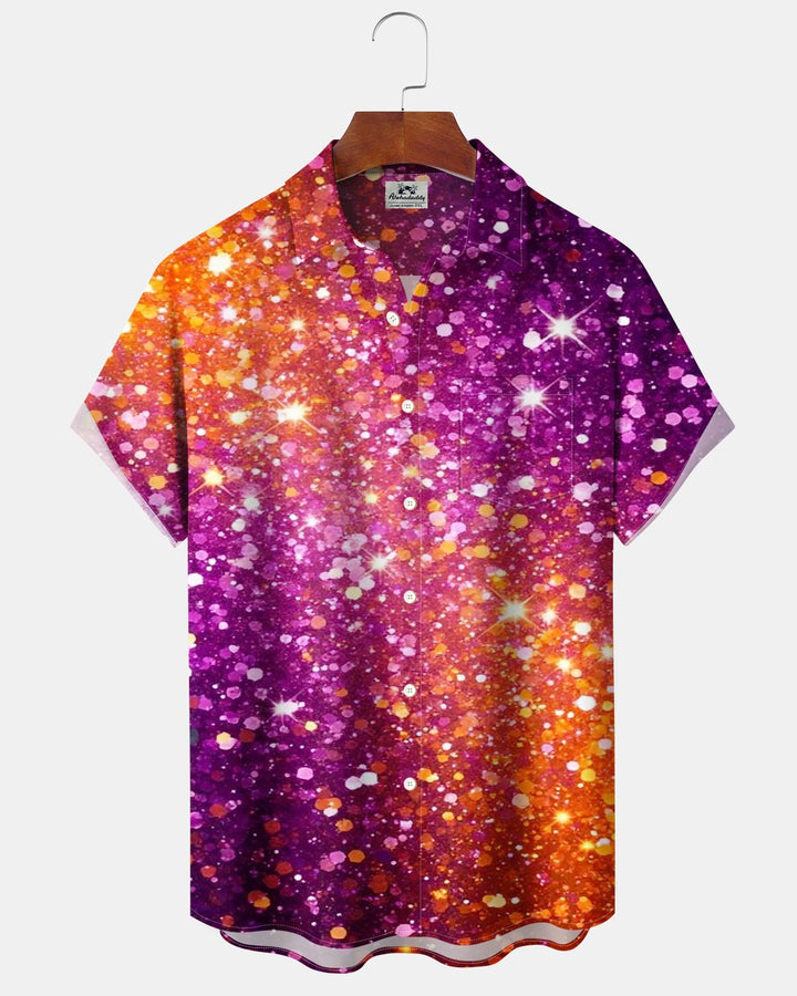 Alohadaddy® Casual Abstract Art Fireworks Reflective Print Men&