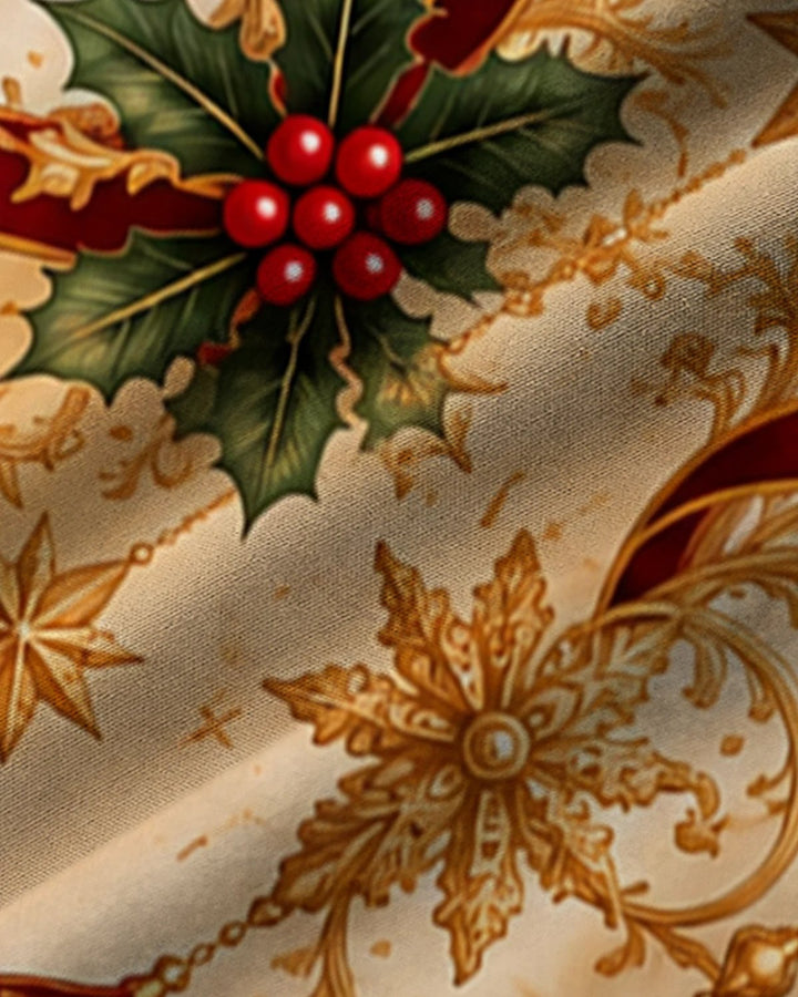 Alohadaddy® Holiday Christmas Champagne Gold Ribbon Print Men&